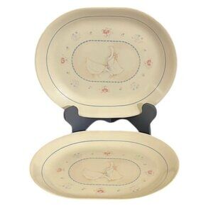 Vintage Corelle Country Promenade 12" Beige Oval Serving Platters Set of 2
